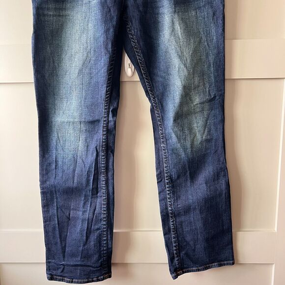 True Religion Ricky Jeans Mens 40 Blue Relaxed Straight Denim Distressed Casual - Picture 3 of 16
